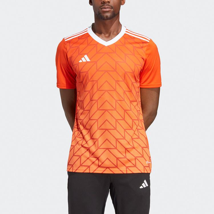 Adidas Футболка Team Icon 23 Vintage Jersey с геометрическим узором и принтом V-образным вырезом с коротким рукавом, мужская футболка, красная IC1251