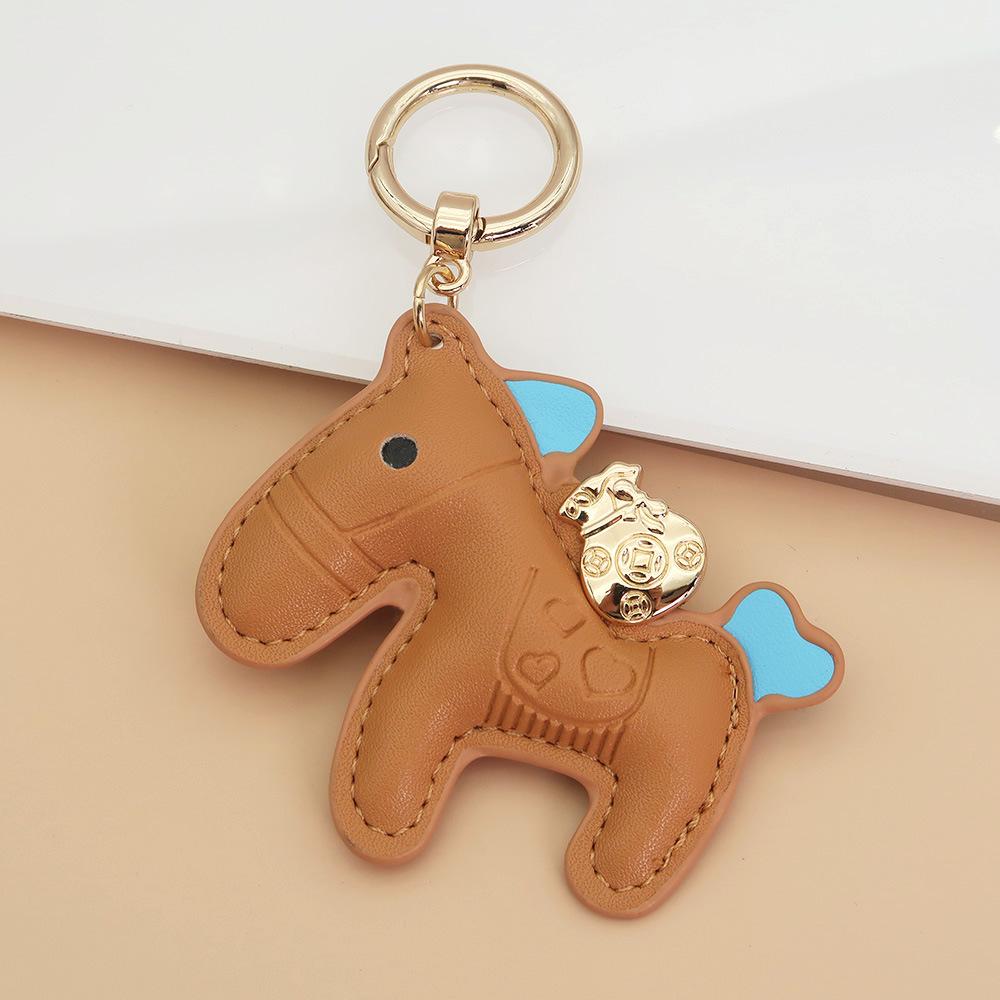 Women's Bag Charm Decoration Bag Pendant Cartoon Rocking Wooden Horse Women's Leather Bag Charm Key Chain Cute Bag Accessories Gifts
