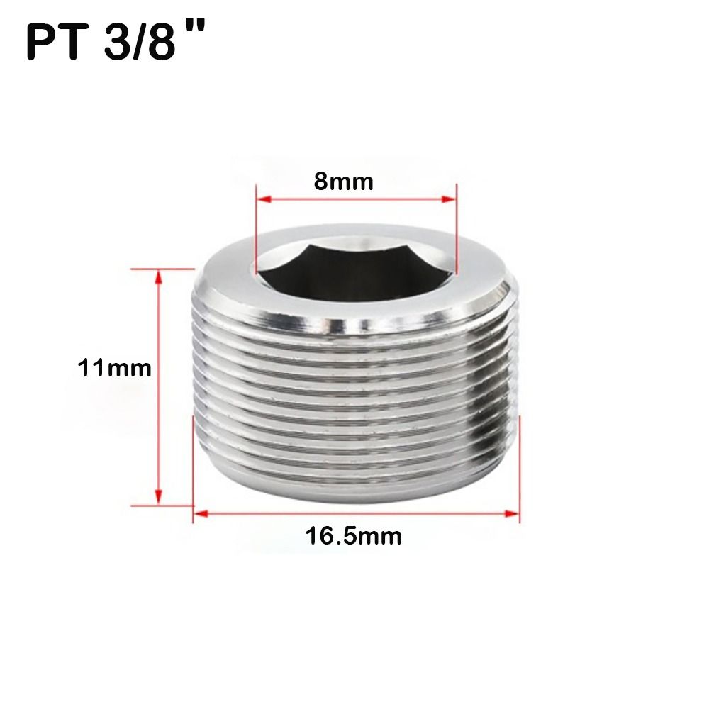 Silver Male Thread Hexagon Plug 304 Stainless Steel Tube Plug Sealing Pipe Port Hardware