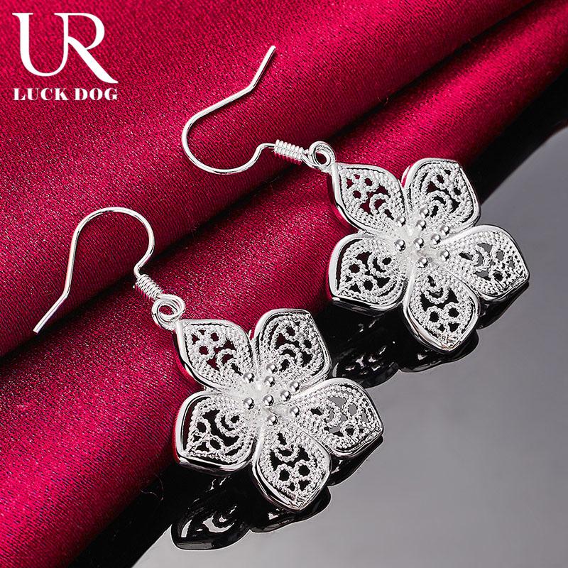 Серьги-подвески в виде цветка и звезды из стерлингового серебра 925 пробы, модные свадебные украшения