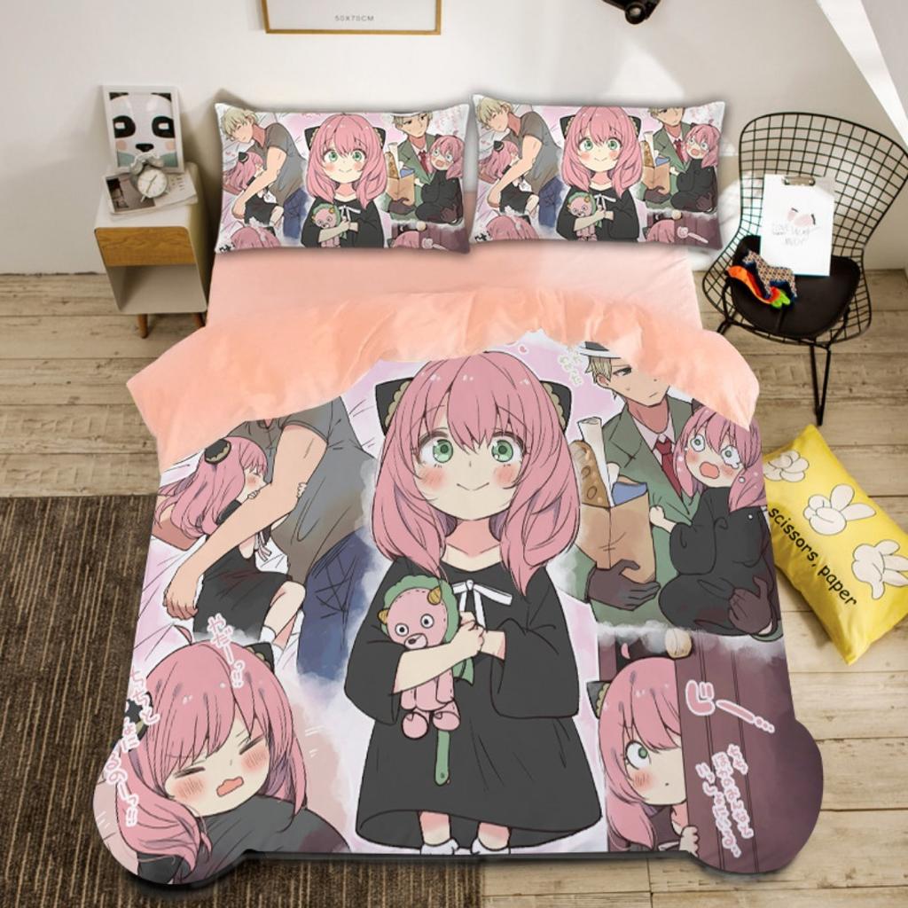 Комплект постельного белья Spy X Family, пододеяльник Spy Funny Anya, аниме-одеяло с наволочкой, односпальный/двуспальный/королевский/королевский