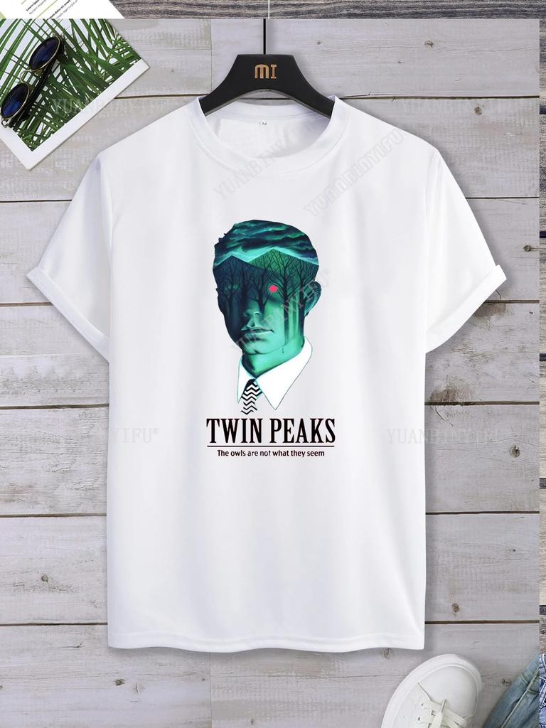 Хипстерская футболка с принтом Twin Peaks Унисекс Свободная футболка Топ Короткий рукав Круглый вырез Уличная Горячая Распродажа