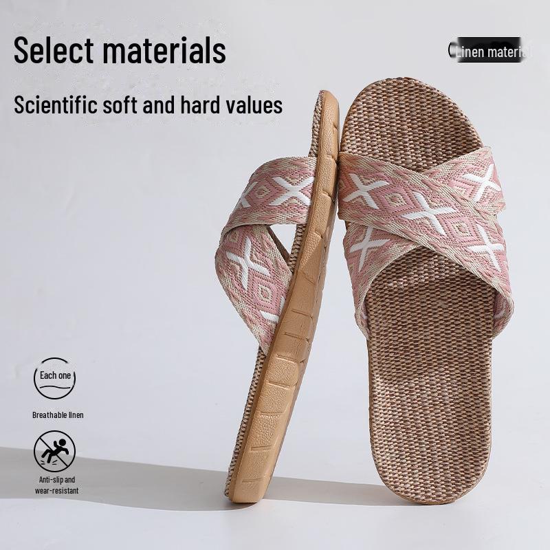 Женские льняные тапочки для дома с противоскользящим покрытием, бесплатная доставка, круглогодичные дезодорирующие тапочки для пар