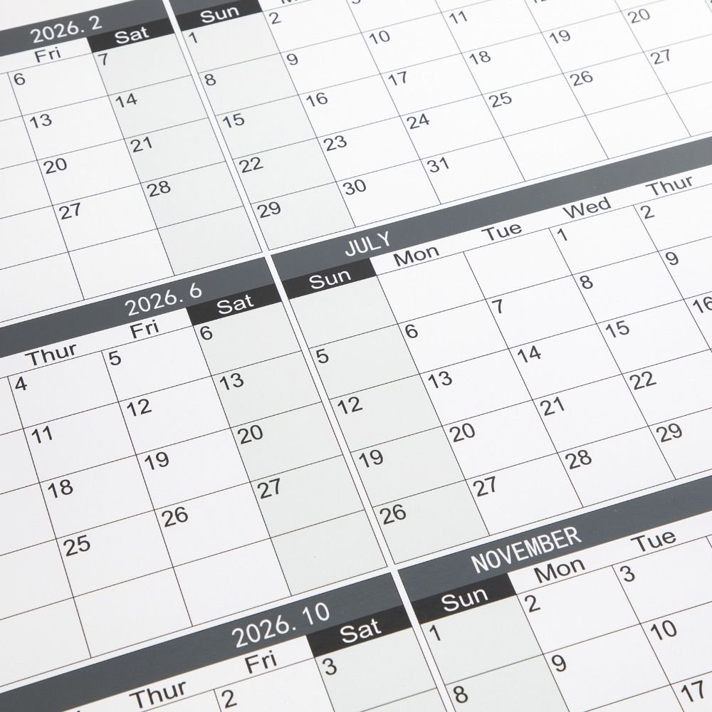 Красочный английский календарь на 2026 год 42x100см Календарь на 12 месяцев Ежемесячный планер Календарь Школа