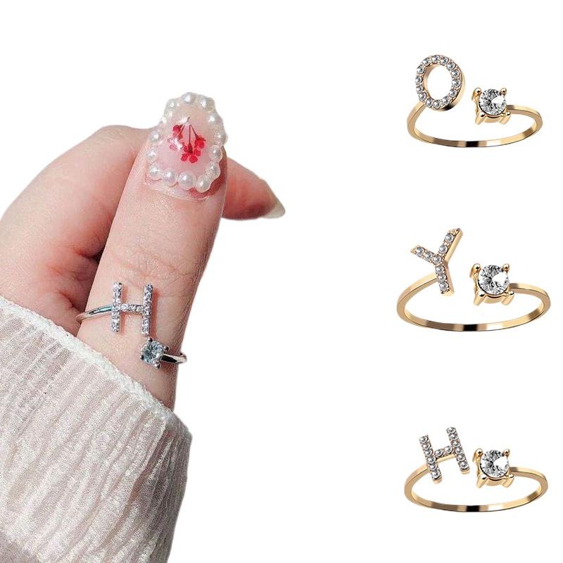 Женское регулируемое повседневное кольцо с буквой AZ, инициалом имени, модное, со стразами, для пары, элегантное, новое, складывающееся кольцо