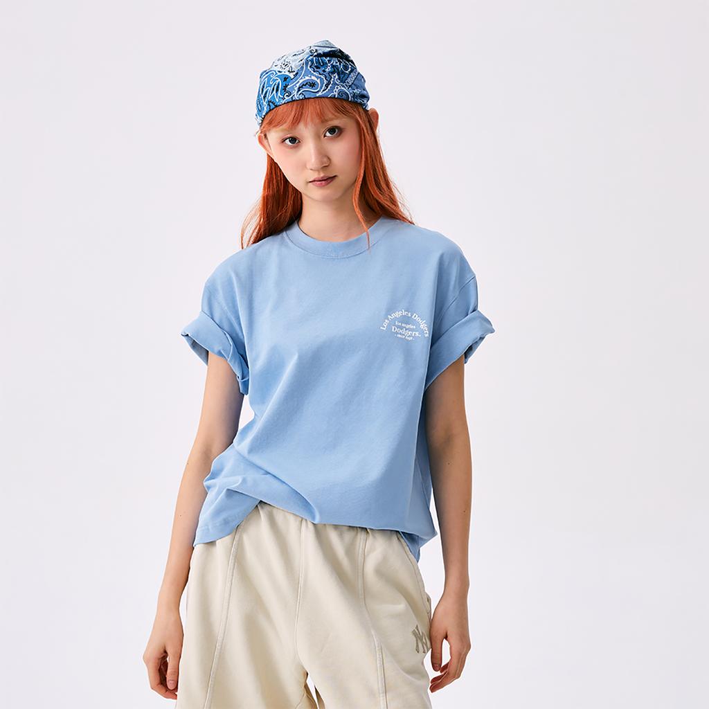 New MLB Los Angeles Dodgers Basic Collection SS25 T Shirt Unisex Sky Blue 3ATSB4153-07SBS