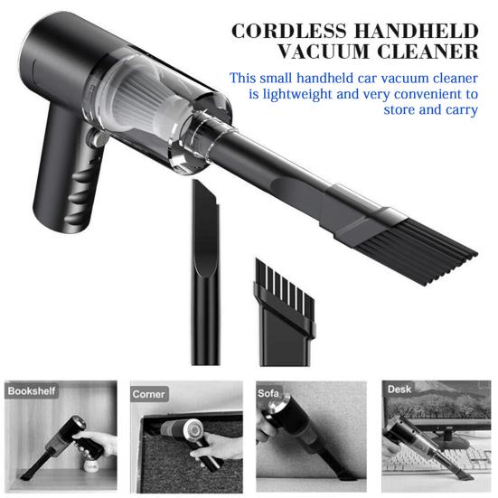 Беспроводной автомобильный пылесос с мощным всасыванием, эргономичной ручкой, низким уровнем шума, легким и портативным