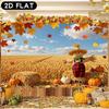 2D flat 1pc banner Harvest Thanksgiving Banner Pumpkin Straw Man and Wheat Field Golden Autumnzyc