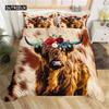 Пододеяльник Highland Cow Microfiber Western Farmhouse Animal Bedding Set Leopard Cow Skin Fur Floral Print Sheer Room