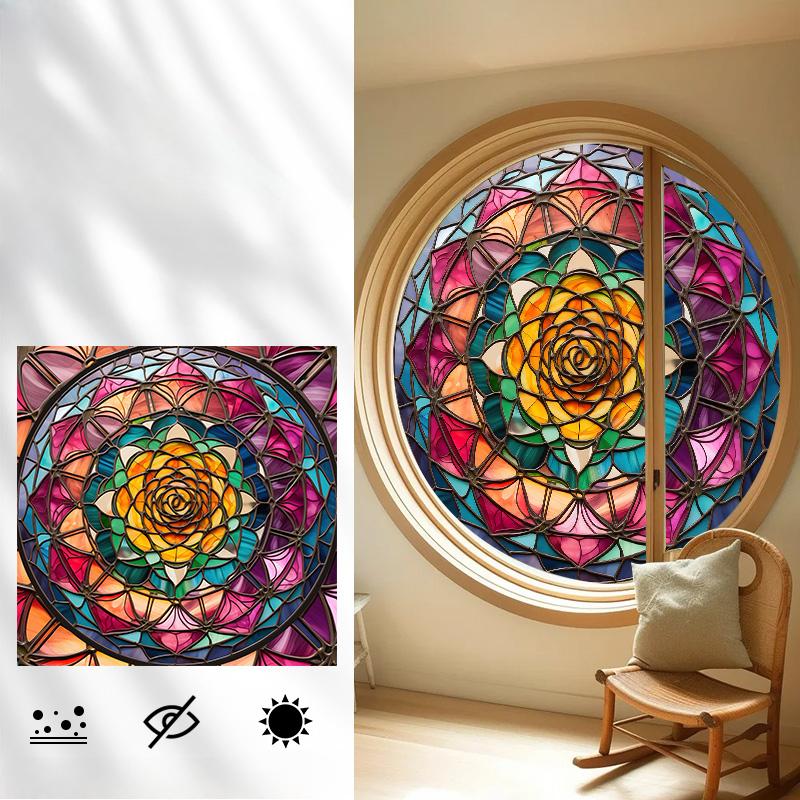 Self-adhesive European Vintage Stained Glass Film Window Anti-peeping Window Sticker Stained Glass Window Film Frosted / Etched