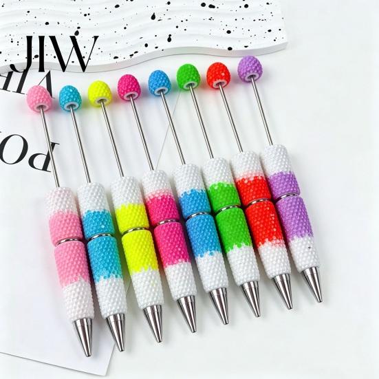 Novelty Rainbow Pens DIY Beadable Pen, Colorful Fancy Beaded Crafting Ballpoint Gift for Students, Party Favors, Creative Office Supplies Decorative