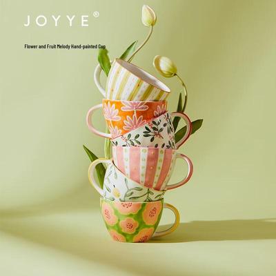 Керамическая кружка JOYYE с ручной росписью цветами и фруктами