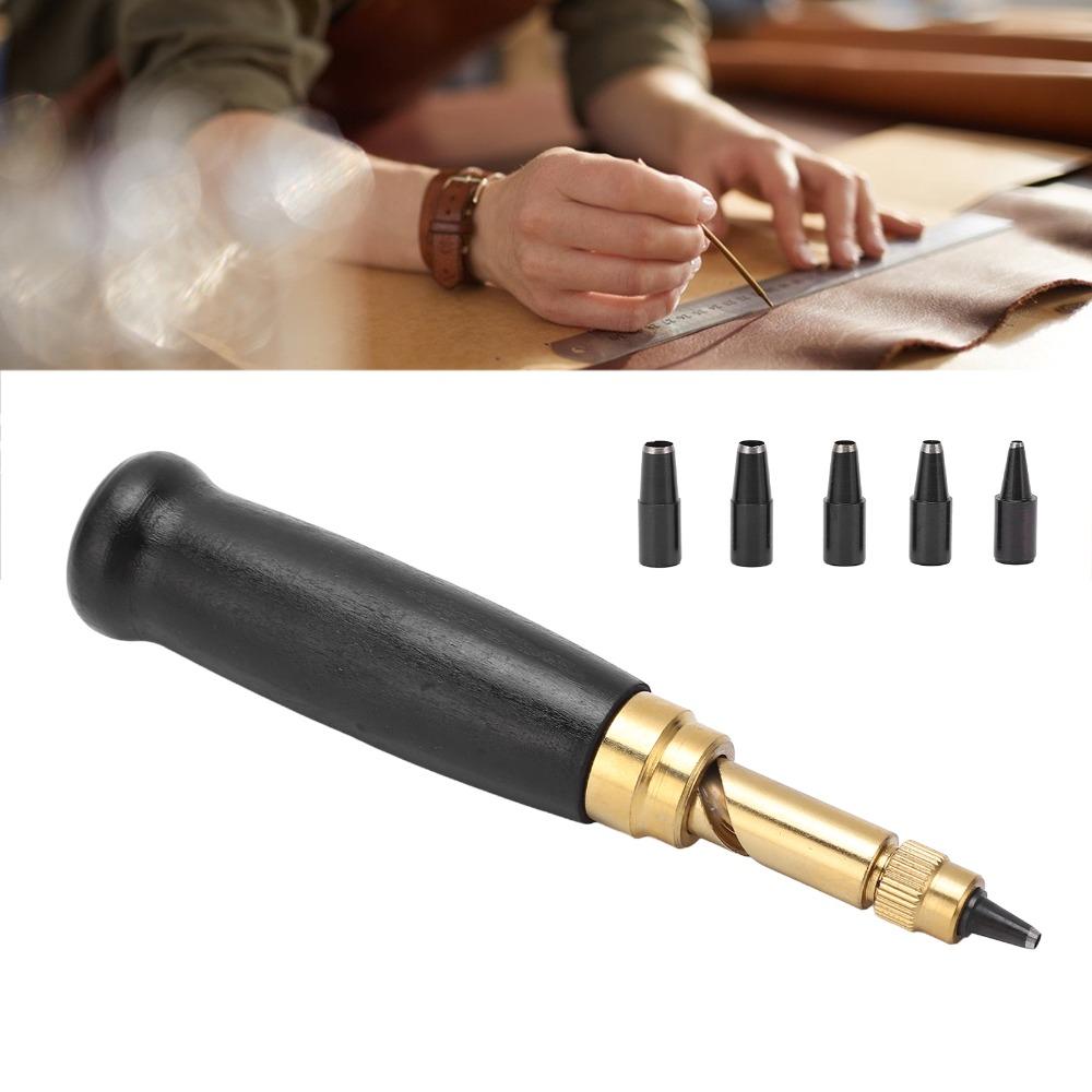 7pcs 1.5/2/2.5/3/3.5/4mm Tips Leather Hole Puncher Automatic Leather Punch For Beginners