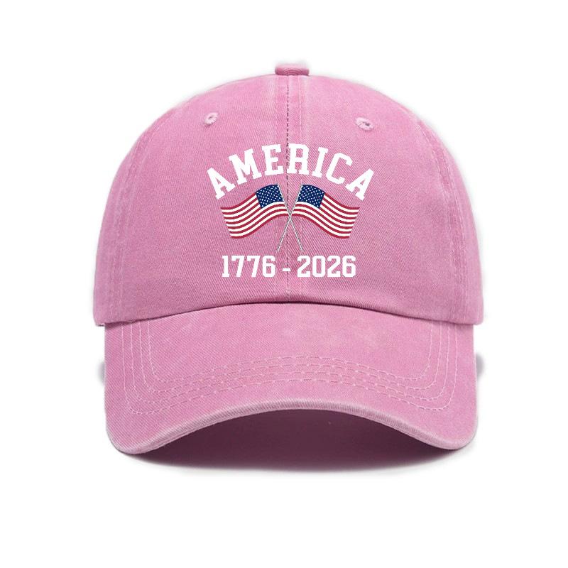 Washed And Distressed Printed Baseball Cap for Adults pc Versatile Trendy American Th Anniversary Printed Washed And D