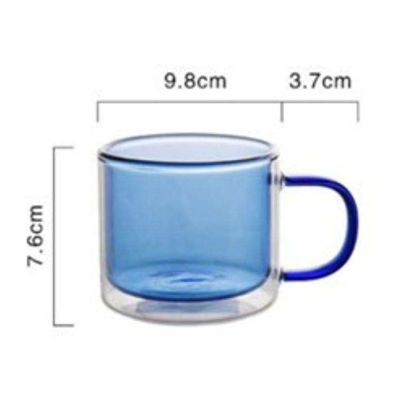 1PC Double-layer Colored Glass Cup Household Glass Beverage Juice Milk Tea Office Desk Light Color Transparent Tea Cup