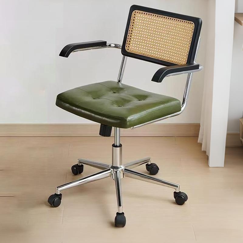 Office Chair Retro Computer Chair Simple Study Desk Armchair Swivel Backrest Lift Chair Leather Armchair with Rocking Function