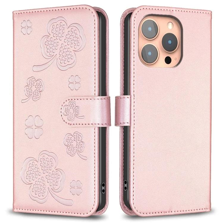 Для iPhone 16 Pro Max чехол Four Leaf Clover Phone Защитный кожаный чехол