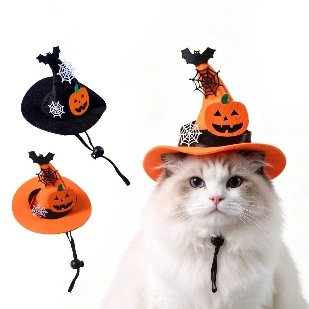 Adjustable Halloween Cat Hat Hairball Dog Wizard Hat Pumpkin Bell Pet Hat  Cat And Dog Supplies