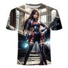 3D Printed Summer Short Sleeved T-shirt Popular Anime Mecha Female Warrior Series Men's and Women's Summer Short Sleeved Shirts