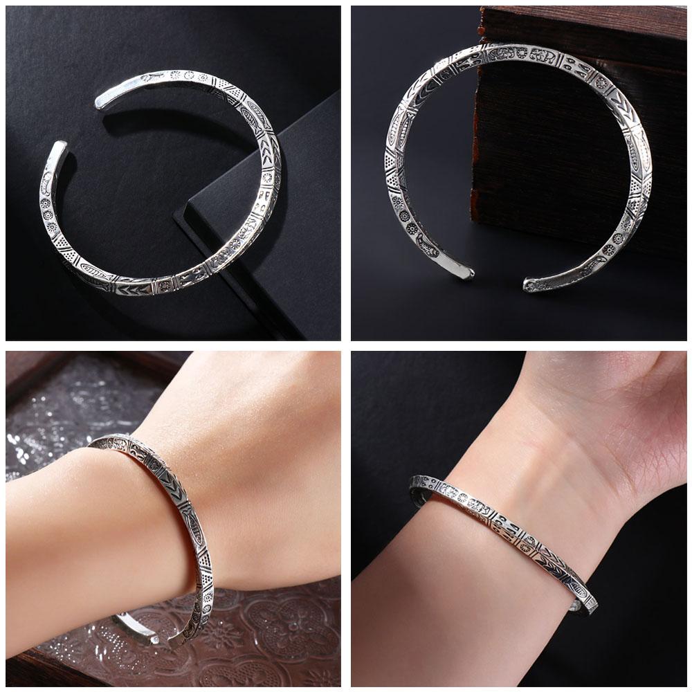 Регулируемый винтажный резной браслет-тотем в стиле ретро, серебряный цвет, браслет-рукава с рыбой, подарок