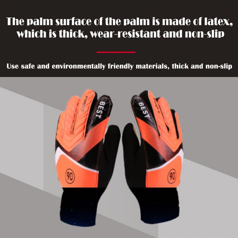 Football Goalkeeping Gloves Children's Adjustable Breathable Goalkeeper Gloves with Super Grip Finger Protection for Kids