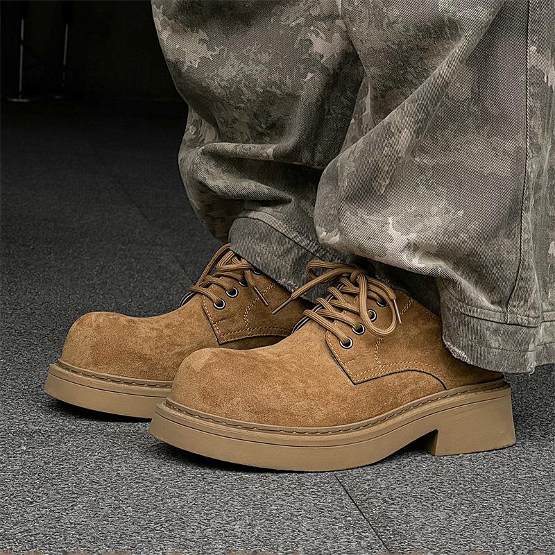Ботинки Martin мужские 2024 года, новые туфли на шнуровке с большим носком, модные туфли на толстой подошве, универсальные туфли Дерби с низким верхом 25611-J
