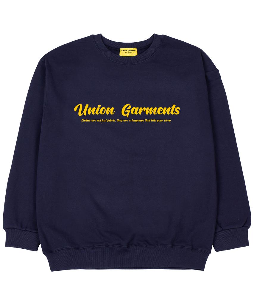 UNION GARMENTS Logo French Terry Oversized Sweatshirt Navy