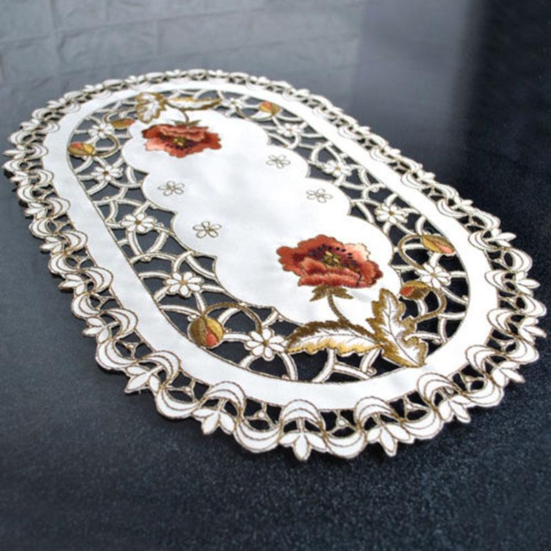 Kitchen Dining Table Place Mats Embroidered Floral Lace Doily Placemat 30*45cm