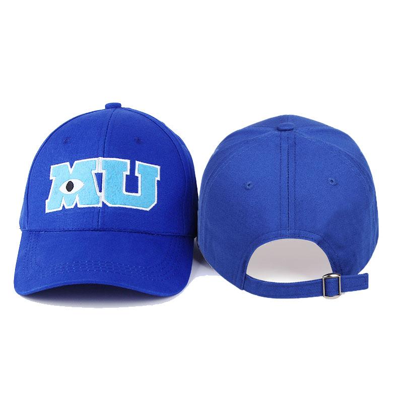 Stylish Men Baseball Cap Monsters University MU Letters Embroidery Women Snapback Hats Big Eye Comic Unisex Cotton Sun Blue Hats