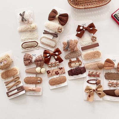 4 шт. детские заколки для волос, кружевные банты с медведем, повязки на голову для девочек, детские заколки, аксессуары для детских волос, зимние шерстяные вязаные заколки