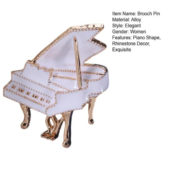 Shape Brooch Pin Alloy Musical Instrument Shining Rhinestone Decor Coat