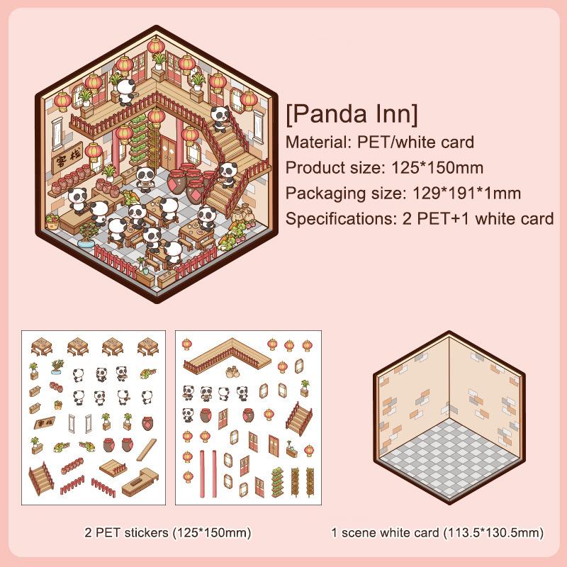 1 Набор Креативных Наклеек для Питомцев 3D Милые Мультяшные Наклейки для DIY Сцены, Ландшафтного Дизайна, Декора, Кавайные Наклейки с Пандой, Подарки