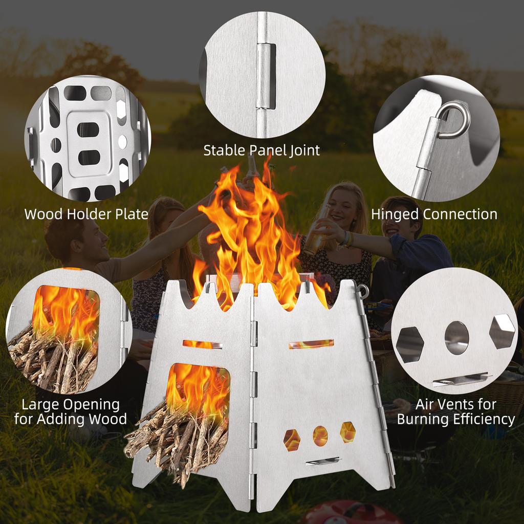 Складная походная печь, дровяная печь, портативная походная печь из нержавеющей стали, спиртовая печь
