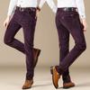 Men's Fall and Winter Mid-waist Stretch Commuter Pants Corduroy Straight Casual Pants