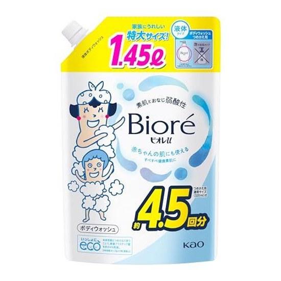 Biore U Гель для душа для тела Обычный Сменный блок 1450 мл Слабокислотный Подходит для кожи младенцев