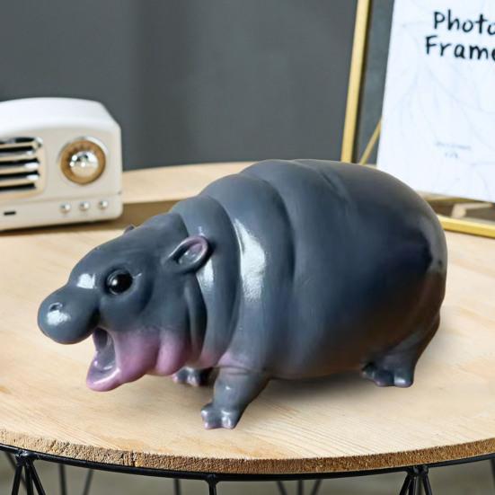 Украшение в виде бегемота, миниатюрная статуэтка бегемота из смолы, настольная скульптура бегемота для домашнего офиса, книжной полки, декора стола, подарка любителям бегемота