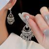 Silver Needle Diamond Water Drop Tassel Earrings - Ethnic Retro Style, All-Match Temperament Earrings.