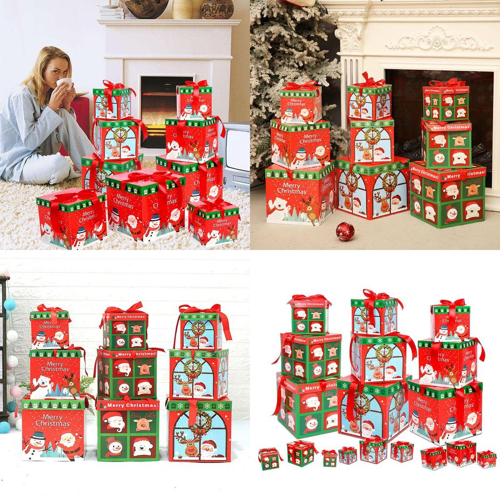 Восхитительная коллекция из 3 премиальных больших подарочных коробок на Рождественский сочельник с элегантной крышкой и лентой