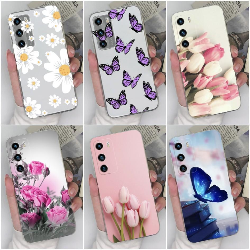 Чехол для Huawei P40 P20 P30 P10 Lite P Smart 2019 Y9s, чехол с бабочкой и цветком, матовый защитный прозрачный мягкий силиконовый чехол для Huawei, бампер, чехол