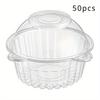 50 PCS Super Value Transparent Plastic Cake Boxes With Lids - Perfect For Muffins, Mousse, Pastries And Sandwiches For Parties