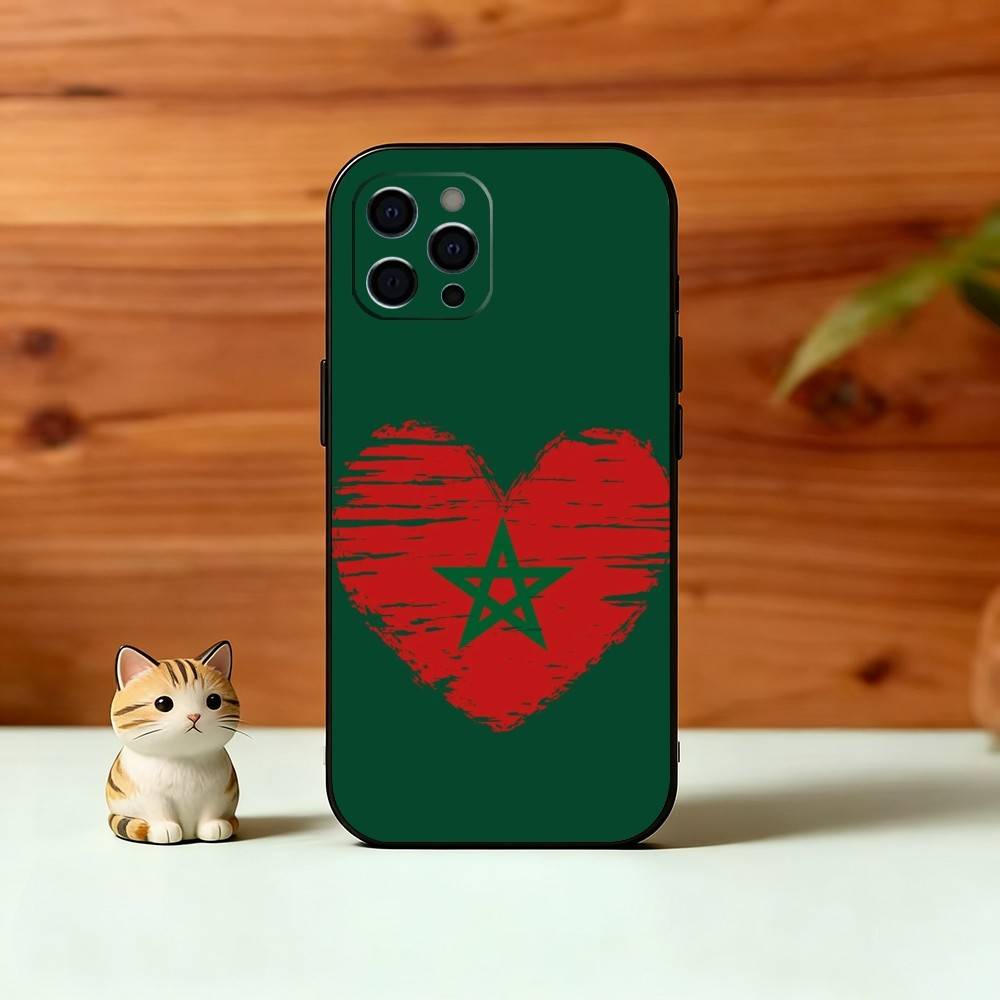 M-Morocco F-Flag Phone Case For iPhone 17,16,15,14,13,12,11 Plus,Pro Max,XS,Soft Silicone Black Cover