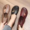 Middle-aged and Elderly Women's Spring and Autumn Comfortable Soft Sole Loafers Mom's Non-slip Genuine Leather Flat Slip On Shoes