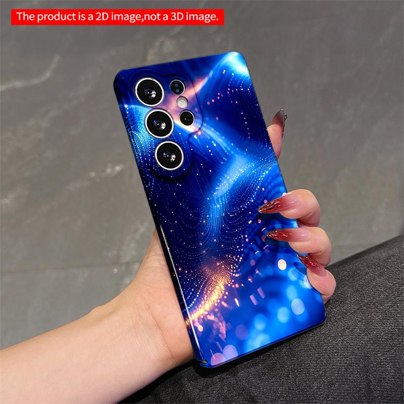 2DFlat Samsung phone case Blue Cosmic Waves with Glowing Particles Applicable to Galaxy S22 S23 S24 S25ULTRA S26 A12 A13 A14 A15 A16