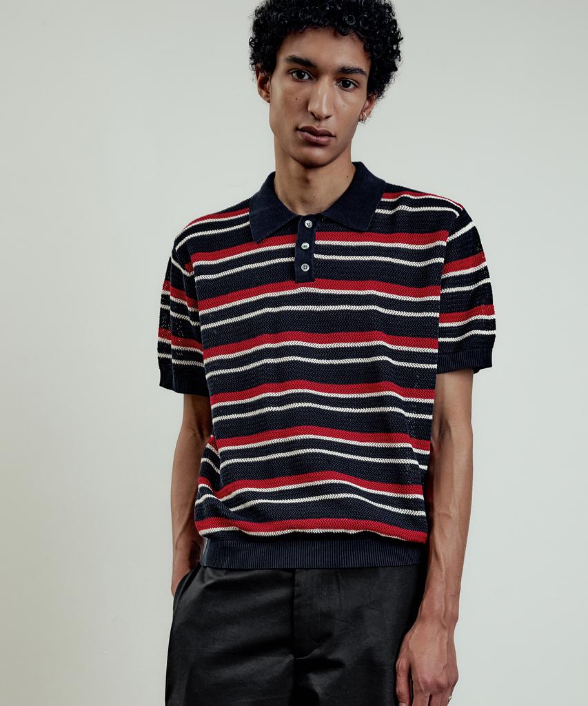 LMOOD Nautical Silket Cotton Pk Half Knit Navy