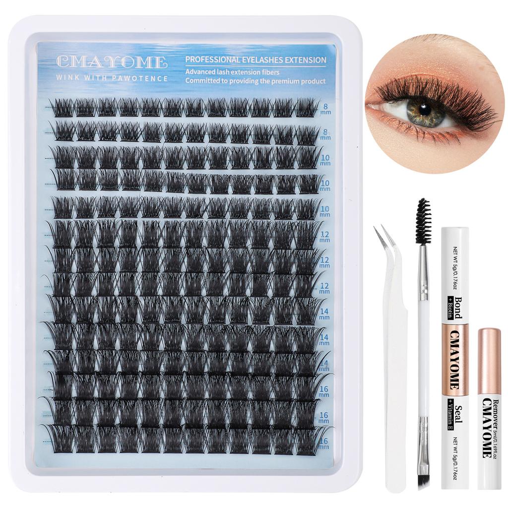 Single Cluster C Curved Multi-Hair False Eyelash Set 8-18Mmdiy Segmented Grafting Thick Eyelashes
