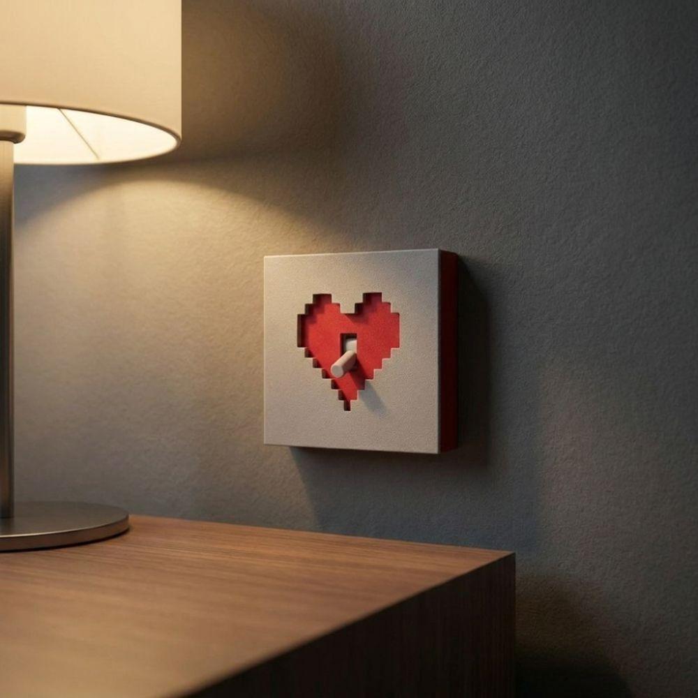 3D Printed Pixel Heart Light Switch Cover Removable Joystick Switch Stickers Household Use