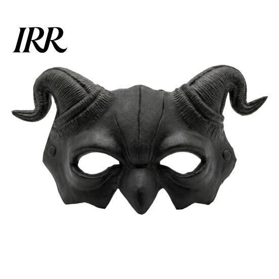 Gothic Cosplay Mask Halloween Ram Horn Demon Mask, Horror Devil Half Face Lightweight Masquerade for Costume Party Vintage