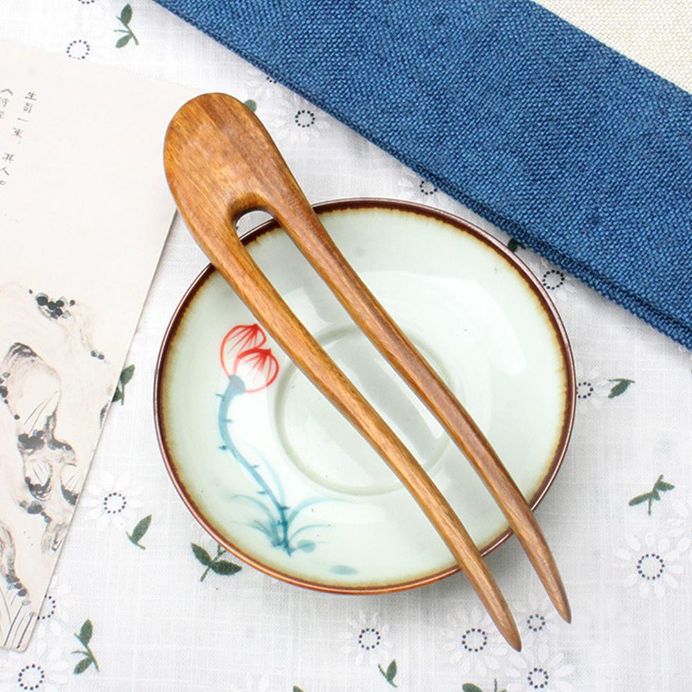 Простые китайские палочки для волос деревянные U-образные вилки для волос для женщин для создания пучка заколки аксессуары ретро мода головные украшения