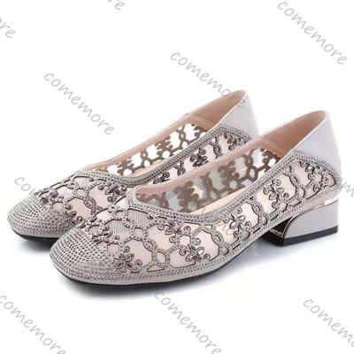 Мода Comemore 2025 Летние Модные Лоферы Сетчатые Дышащие Туфли Женские Повседневные На Толстом Низком Каблуке Сетчатые Женские Туфли Сандалии Мамы Femmes