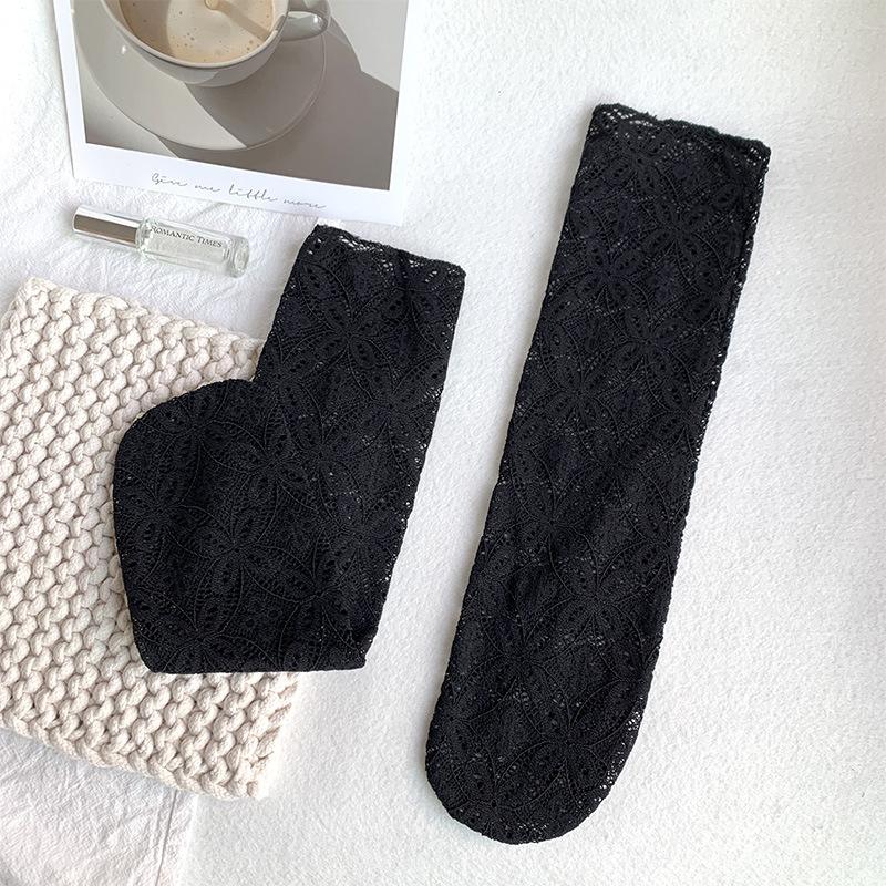 Кружевные носки, женские летние ультратонкие прозрачные сетчатые свободные длинные носки в сетку JK Lolita, милые кавайные милые носки принцессы для девочек
